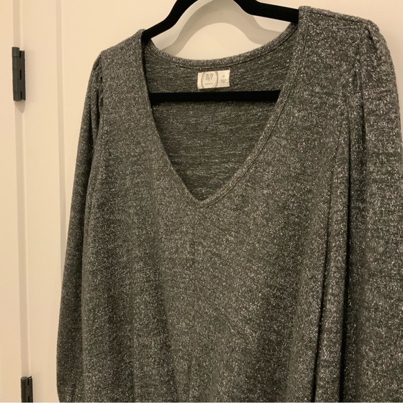 Maurices black/gray with silver weaved in long sleeve top - Picture 3 of 4